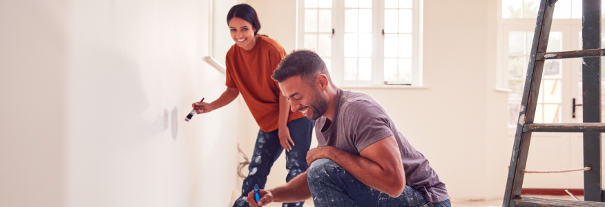 Couple making home improvements.