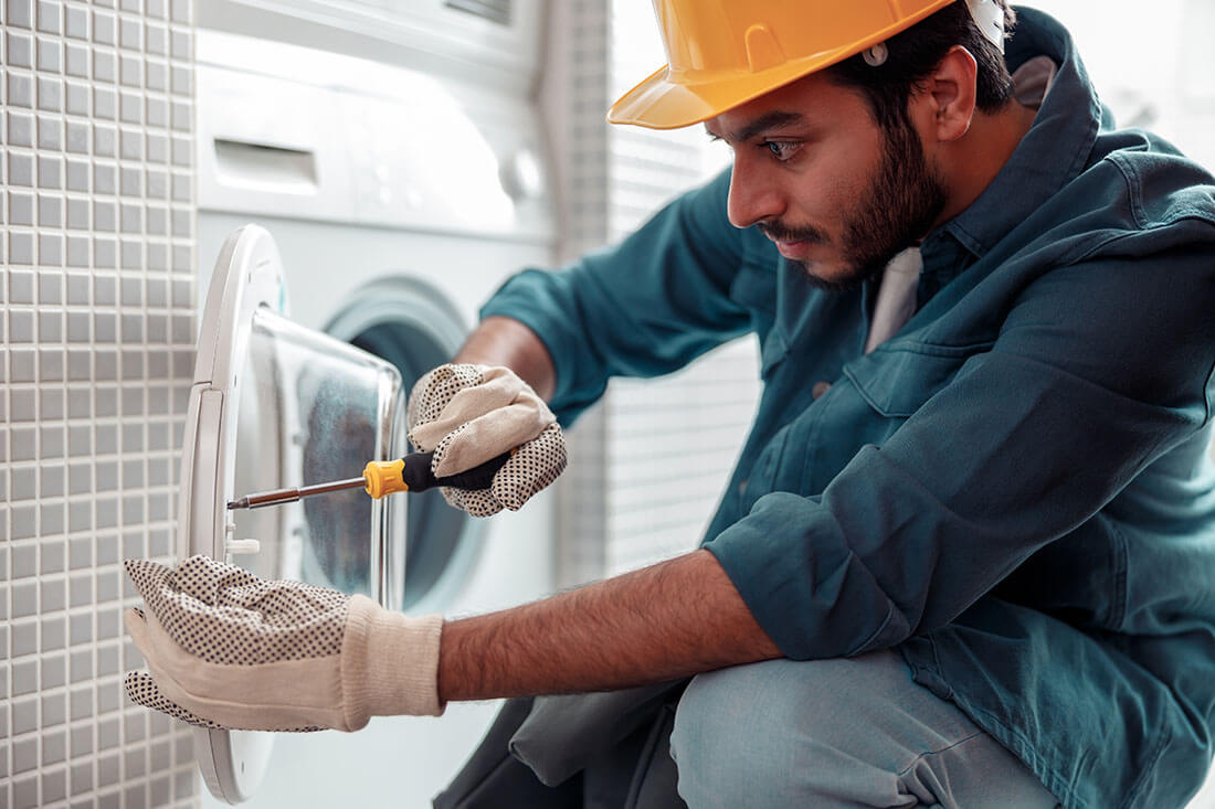 contractor fixing washer